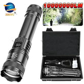 Rechargeable LED Flashlight – Zoomable Torch with LCD 3 Modes Waterproof High-Power Outdoor Light