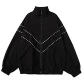 Reflective Striped Jacket Windbreaker Coat 2024 Men Hip Hop Streetwear Zipper Up Jacket Harajuku Thin Coats Sports