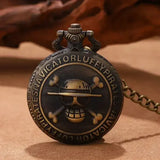 Retro Punk Pirate Captain Quartz Pocket Fob Watch with Necklace Chain - Bronze