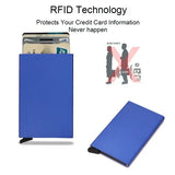 Rfid Smart Wallet Card Holder Metal Thin Slim Men Women Wallets Pop Up Minimalist Wallet Small Black Purse Vallet