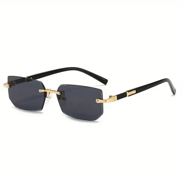 Rimless Rectangle Sunglasses with Polycarbonate Lenses Optical Mirror - C1 / Other