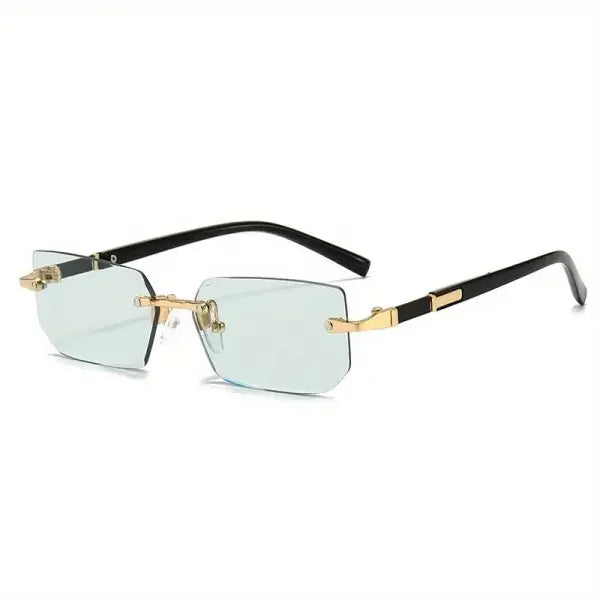 Rimless Rectangle Sunglasses with Polycarbonate Lenses Optical Mirror - C4 / Other