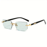 Rimless Rectangle Sunglasses with Polycarbonate Lenses Optical Mirror - C4 / Other