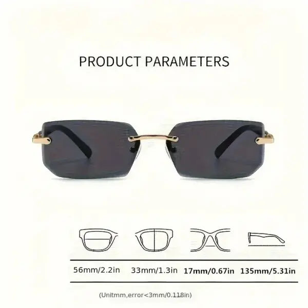 Rimless Rectangle Sunglasses with Polycarbonate Lenses Optical Mirror
