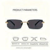 Rimless Rectangle Sunglasses with Polycarbonate Lenses Optical Mirror