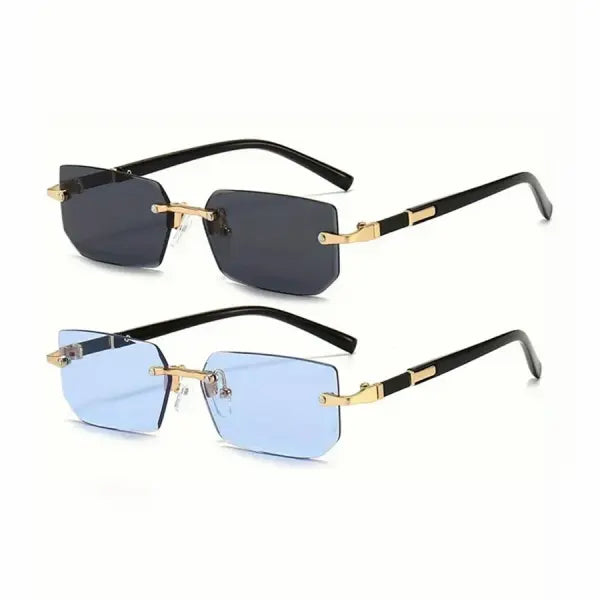 Rimless Rectangle Sunglasses with Polycarbonate Lenses Optical Mirror