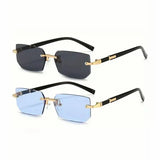 Rimless Rectangle Sunglasses with Polycarbonate Lenses Optical Mirror