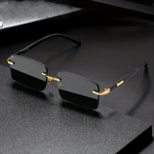 Rimless Rectangle Sunglasses with Polycarbonate Lenses Optical Mirror