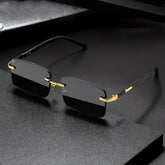 Rimless Rectangle Sunglasses with Polycarbonate Lenses Optical Mirror