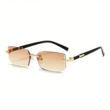 Rimless Rectangle Sunglasses with Polycarbonate Lenses Optical Mirror - C3 / Other