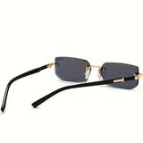 Rimless Rectangle Sunglasses with Polycarbonate Lenses Optical Mirror