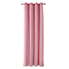 Romantic Sheer Kids Curtains – Double Layer Hollow-Out Stars Drapes - Himpall