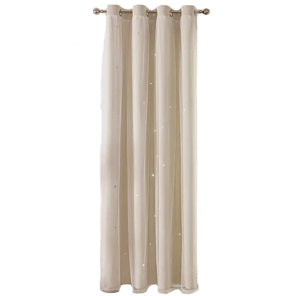 Romantic Sheer Kids Curtains – Double Layer Hollow-Out Stars Drapes - Himpall