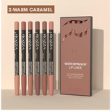 Rozza Waterproof Lip Liner Pencil Set Weightless Precise Liner with Super Soft Blendable Texture Matte Soft - 2pcs