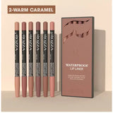 Waterproof Lip Liner Pencil Set 6 Piece Matte Long Lasting Precise