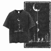 SA Astronaut Space Graphic T-Shirt – Vintage Acid Washed Streetwear Tee Unisex Heavyweight Cotton Space Theme Top Big &