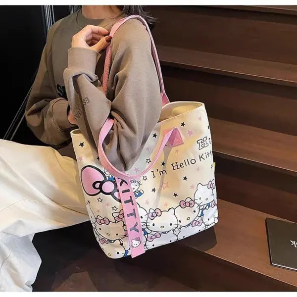 Sanrio Hello Kitty Shoulder Bag Canvas Finished Goods Y2K Schoolbag