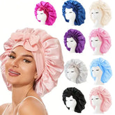 Adjustable Satin Silk Bonnet with Tie Band for Sleeping