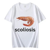 Scoliosis Shrimp Funny Meme T-Shirt – Sarcastic Gamer Posture Graphic Tee Unisex Harajuku Streetwear Soft Cotton Summer
