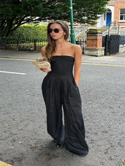 Sexy Backless Off-Shoulder Jumpsuit – Women’s Wide Leg Outfit - Himpall