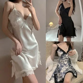 Sexy Lace V-neck Women Suspenders Nightdresses Sleepwear Female Sleeveless Nightwear Sleep Nightdress For Ladies