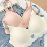 Sexy Push Up Bras For Women Love Heart Pattern Brassiere Deep V Neck Cute Underwear Female Seamless Wireless Soft