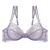 Sexy Ultra-thin Lace Bras Women’s Push Up Bra Hollow Out Transparent Gathered Underwear French Elegant Ladies Bow
