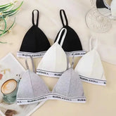 Sexy Women Bra Wire Free Brassiere Push Up Lingerie French Triangle Cup Bra Underwear Thread Top Female Intimates