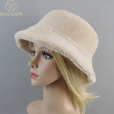 Shearling sheepskin particles bucket hat 100% wool for winter warmth