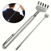 Portable Telescopic Back Scratcher – Extendable Stainless Steel Silver Scratcher Gift for Men & Women