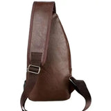 Men’s Microfiber Synthetic Leather USB Charging Crossbody Chest Bag