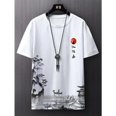 Simple Fashion Ancient Style T Shirts For Men Summer Trendy Crew Neck 3D Printed T-Shirts Loose Streetwear Harajuku