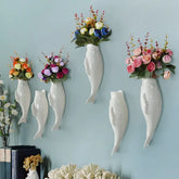 Simple Modern Creative Wall Ceramic Goldfish Vase Restaurant Mural Wall Hanging Three-Dimensional Wall Decoration
