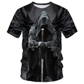 3D Skull Graphic T-Shirt for Men – Oversized Hip Hop Harajuku Short Sleeve Tee - P2TGL23KA / XL