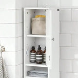 Slim Tall Bathroom Storage Cabinet - Narrow Space-Saving Cupboard - United States / White