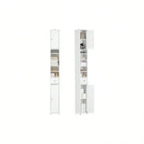 Slim Tall Bathroom Storage Cabinet - Narrow Space-Saving Cupboard - United States / White