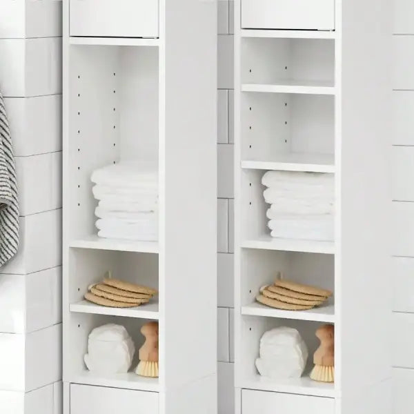 Slim Tall Bathroom Storage Cabinet - Narrow Space-Saving Cupboard - United States / White