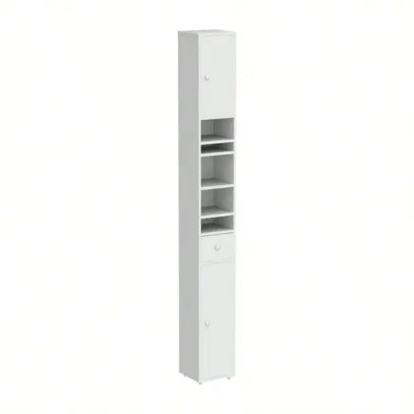 Slim Tall Bathroom Storage Cabinet - Narrow Space-Saving Cupboard - United States / White