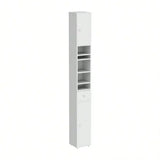 Slim Tall Bathroom Storage Cabinet - Narrow Space-Saving Cupboard - United States / White