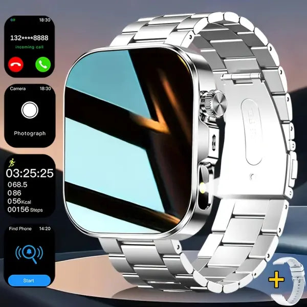 ERUN Smart Watch Fitness Tracker for Daily Health Management - Silver add metal