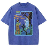 Social Skills Making New Friends Washed Retro Male Women T-Shirts Hip Hop Breathable Tops Casual T Shirt Oversized