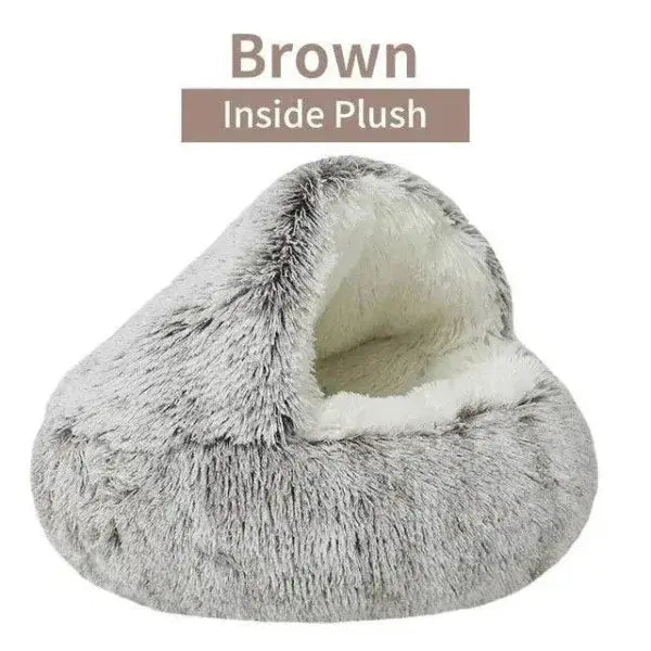 Soft Plush Calming Cat Bed for Ultimate Comfort and Relaxation - 40x40cm / Brown-Inside Plush