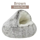 Soft Plush Calming Cat Bed for Ultimate Comfort and Relaxation - 40x40cm / Brown-Inside Plush