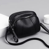 Soft Leather Crossbody Bag Solid Daily Use - 20x11x15.5cm / black