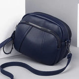 Soft Leather Crossbody Bag Solid Daily Use - 20x11x15.5cm / navyblue