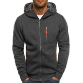 Men’s Solid Color Hooded Jacket – Casual Long-Sleeve Zipper Gym Sports Hoodie