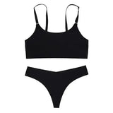Solid Wireless Bra and Underwear Sets for Ultimate Comfort - Black / XL