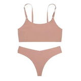 Solid Wireless Bra and Underwear Sets for Ultimate Comfort - Pink / L