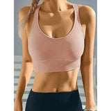 Wire Free Yoga Tank Bra Nylon Knit Breathable Comfort Seamless Design