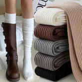 Women’s Knee-High Socks – White Vertical Stripe Long Stockings for Spring/Fall Japanese Fashion Style